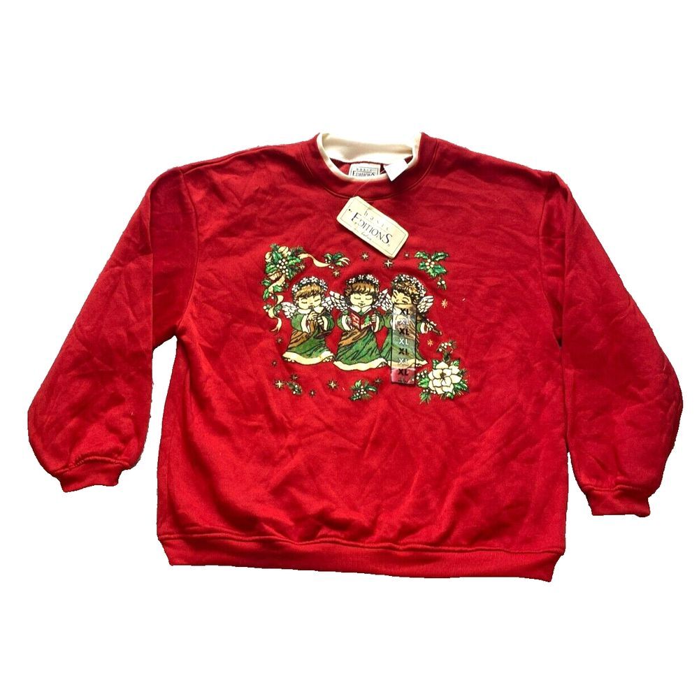 Basic Editions Sweater Womens Extra Large Oversized Grandma Angel‎ Christmas NWT